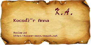 Kocsár Anna névjegykártya